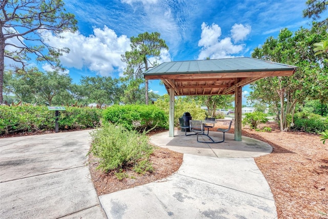 view of patio featuring a gazebo