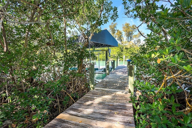 view of property's community with a boat dock