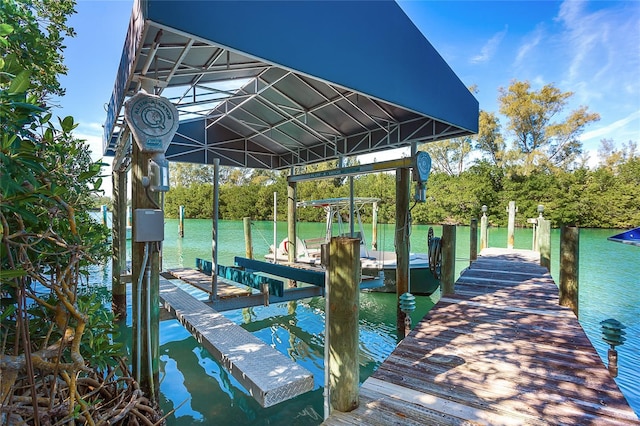 dock area featuring a water view