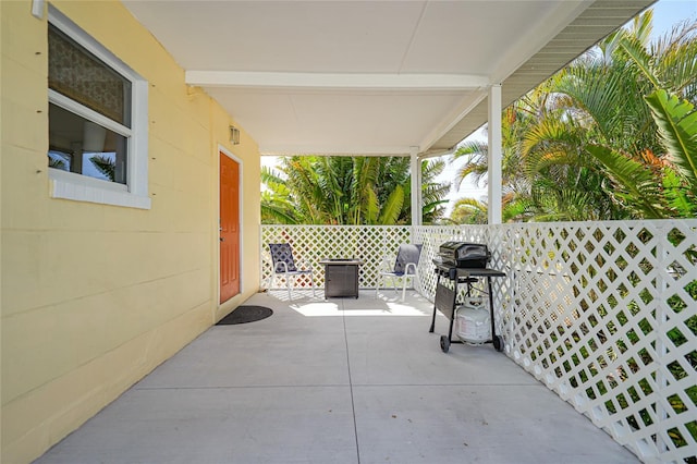 view of patio / terrace with a grill