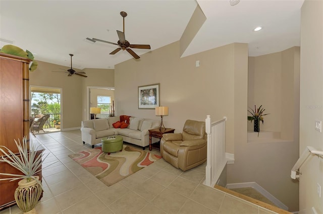 view of tiled living room