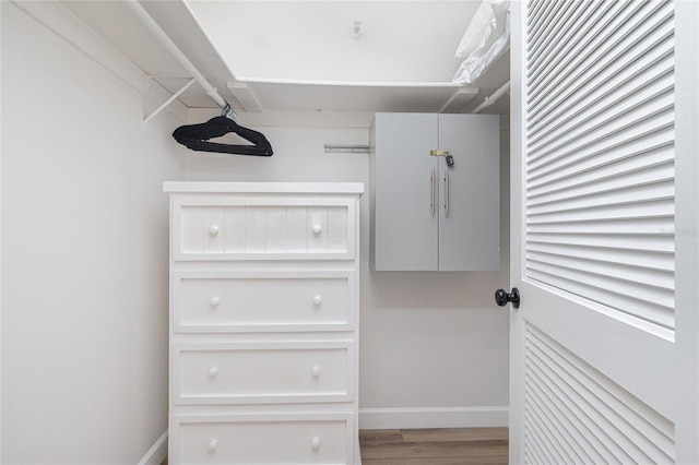 walk in closet featuring hardwood / wood-style floors