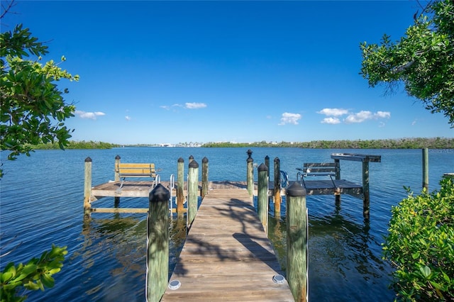 view of dock featuring a water view