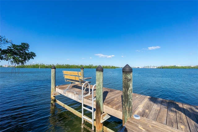 view of dock featuring a water view