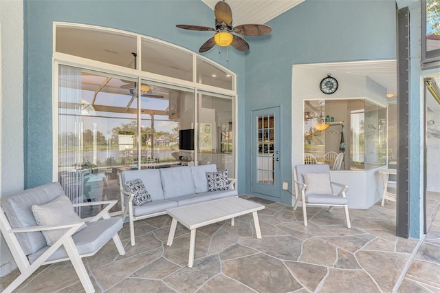 view of patio / terrace with an outdoor hangout area and ceiling fan