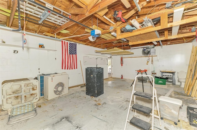 garage with a garage door opener