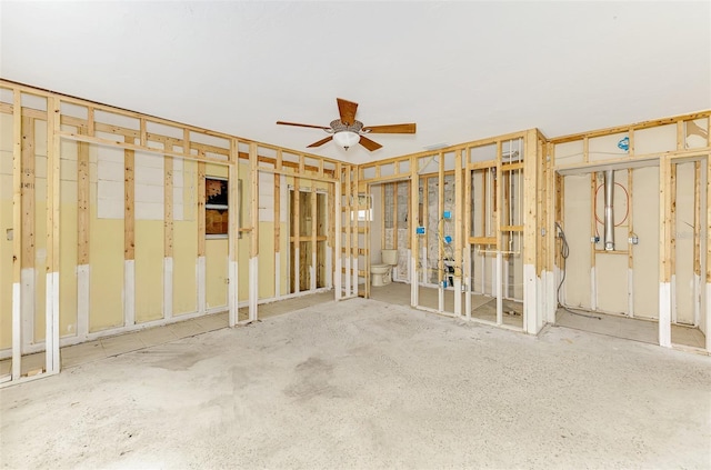 interior space featuring a ceiling fan