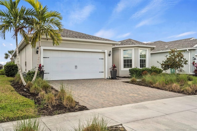 single story home with a garage