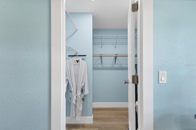 spacious closet with light hardwood / wood-style flooring