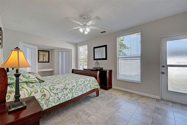 bedroom featuring ceiling fan