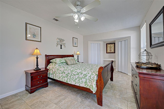 bedroom featuring ceiling fan