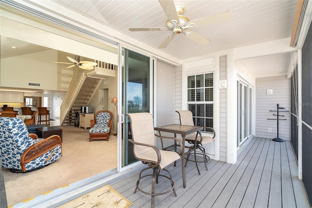 deck featuring ceiling fan