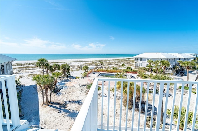 property view of water with a beach view