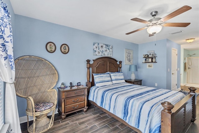 bedroom featuring ceiling fan