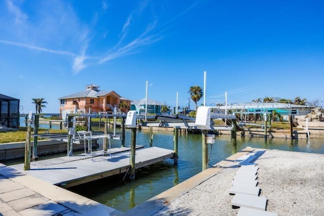 dock area featuring a water view