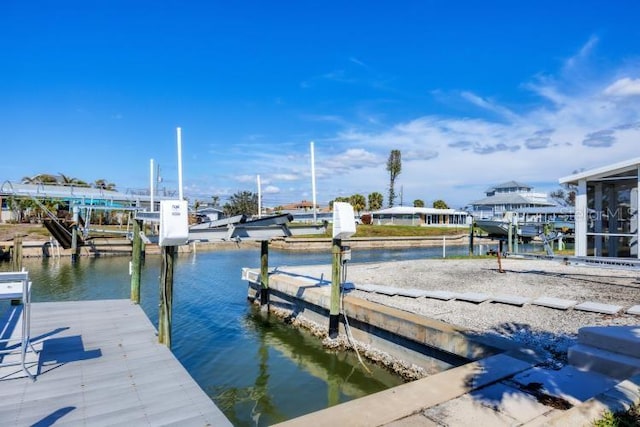 view of dock featuring a water view