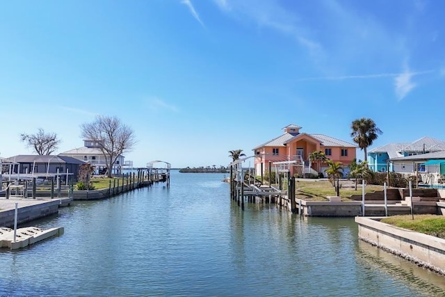 dock area featuring a water view