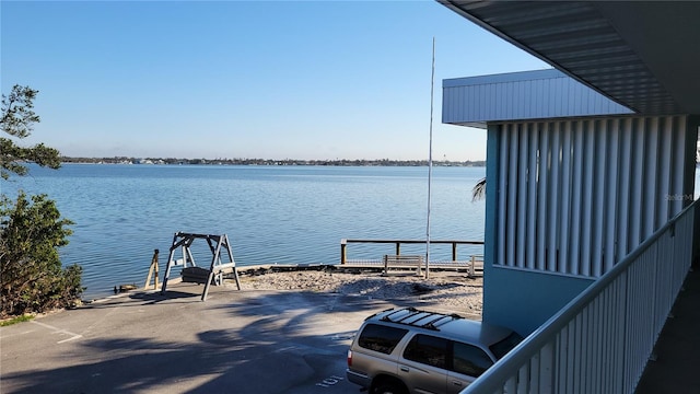 dock area featuring a water view