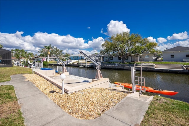 dock area featuring a water view