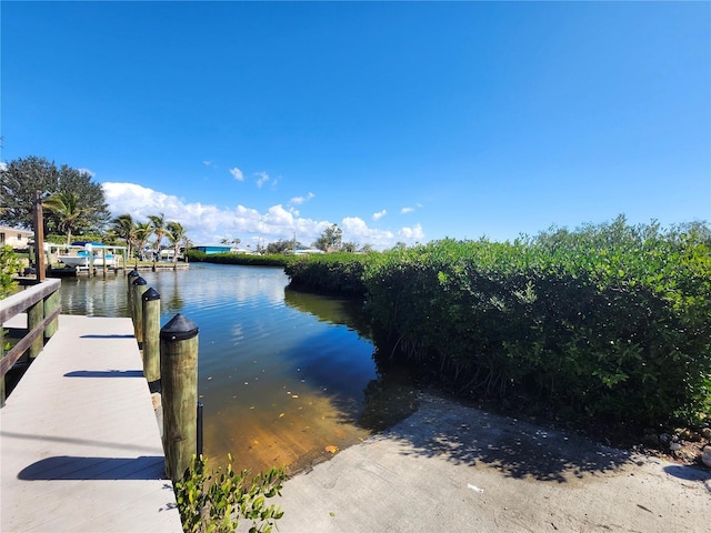 view of dock featuring a water view