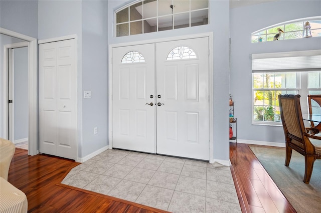 foyer featuring light wood-type flooring