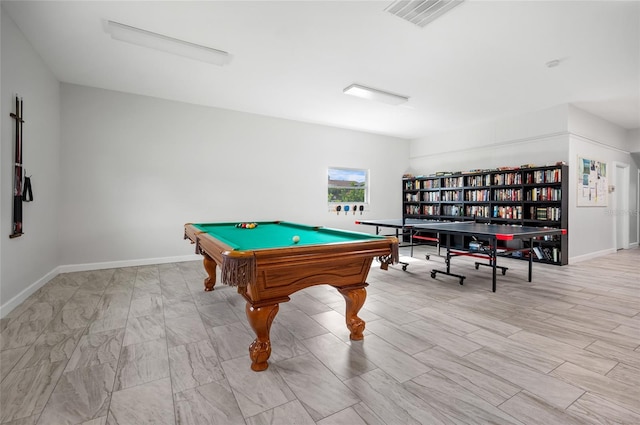 game room featuring billiards