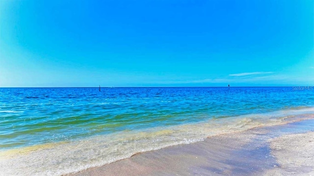 view of water feature with a view of the beach