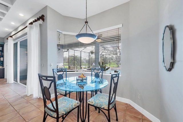 dining room with light tile patterned floors