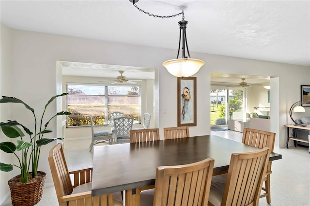 dining area featuring ceiling fan