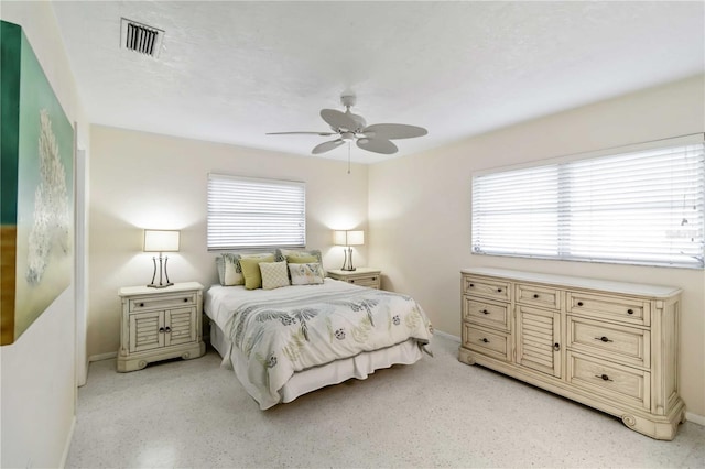 bedroom featuring ceiling fan