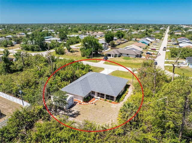 aerial view with a residential view
