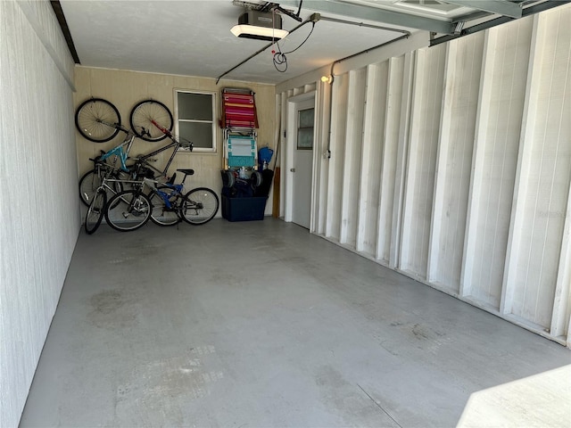 garage with a garage door opener