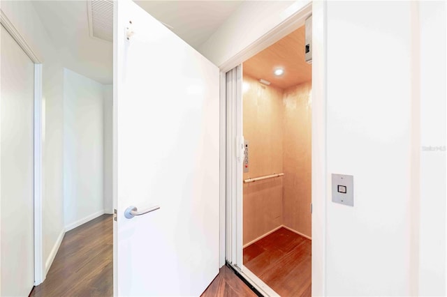 interior space featuring dark hardwood / wood-style flooring