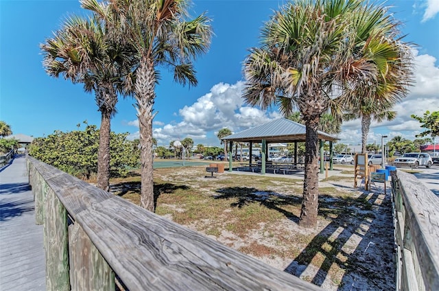 view of dock featuring a gazebo