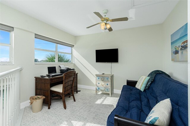 2255 N Beach Rd Unit 13, Englewood, FL 34223 - office area featuring baseboards and a ceiling fan
