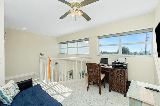 2255 N Beach Rd Unit 13, Englewood, FL 34223 - office area with baseboards and ceiling fan