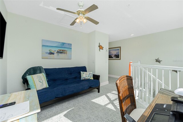 2255 N Beach Rd Unit 13, Englewood, FL 34223 - living area with baseboards and a ceiling fan