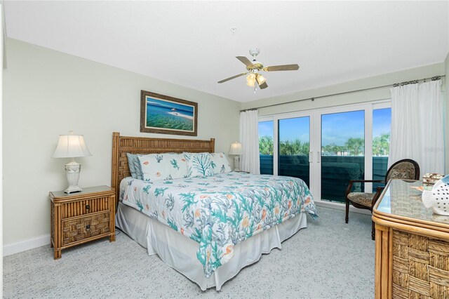 2255 N Beach Rd Unit 13, Englewood, FL 34223 - bedroom featuring baseboards, a ceiling fan, and access to outside