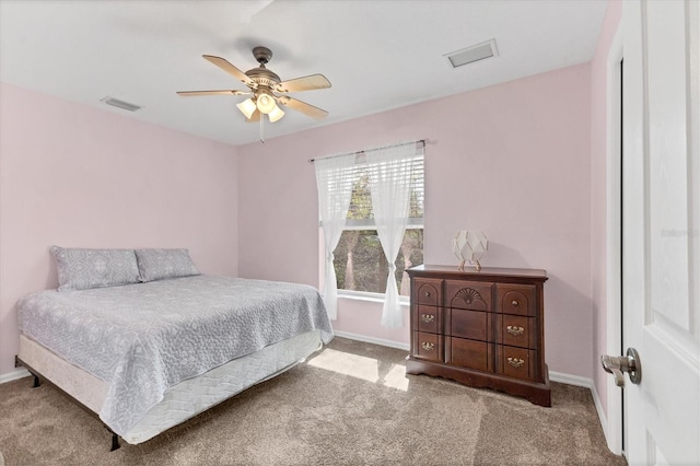 4050 Rock Creek Dr, Port Charlotte, FL 33948 - bedroom featuring a ceiling fan, light colored carpet, visible vents, and baseboards