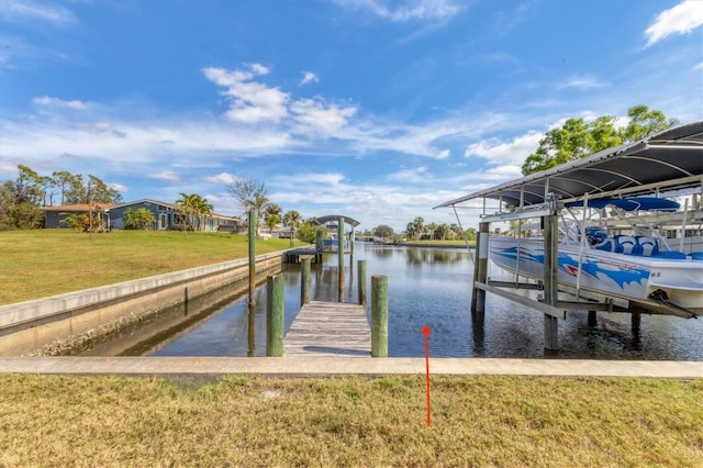 4050 Rock Creek Dr, Port Charlotte, FL 33948 - view of dock with a water view, boat lift, and a yard