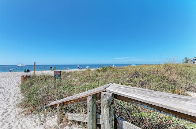 view of water feature featuring a beach view