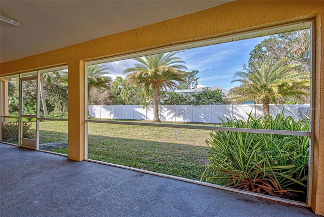 view of unfurnished sunroom