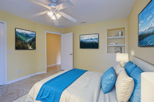 bedroom featuring ceiling fan