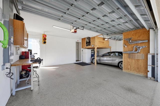 garage with a garage door opener