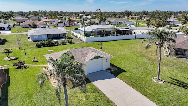 birds eye view of property with a residential view