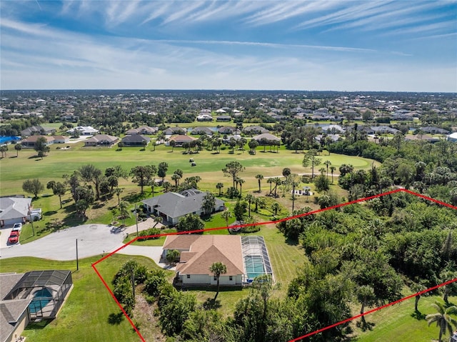 aerial view with a residential view