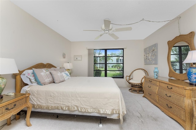 bedroom featuring a ceiling fan and carpet flooring
