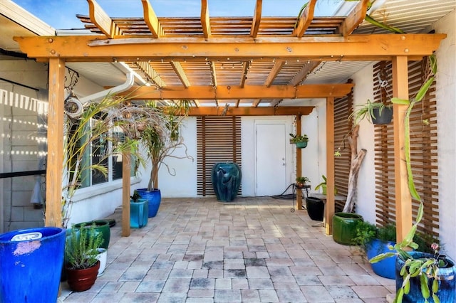 view of patio / terrace featuring a pergola