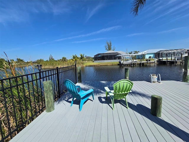 view of dock featuring a water view