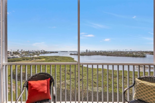 balcony with a water view